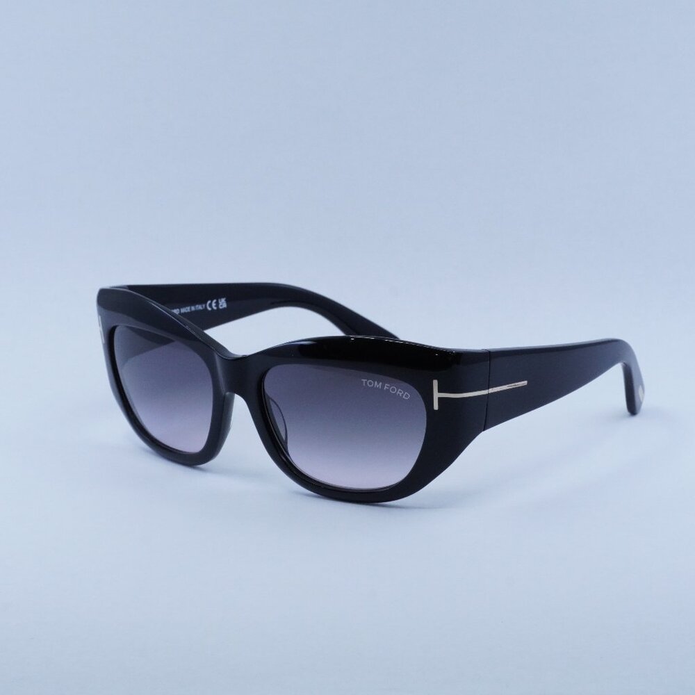 Tom Ford Brianna FT1065 01B Sunglasses Black Rectangle Frame, Smoke Lenses